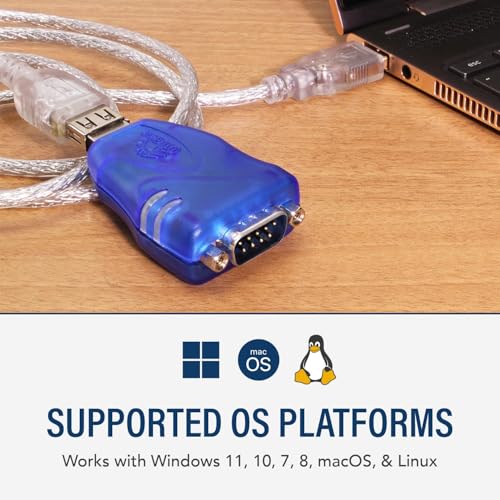 USBGear USB to RS-232 Serial Adapter Cable - DB9 Male, FTDI Chipset, RX/TX Status LEDs, TAA Compliant (Made in Taiwan), Compatible with Windows & Mac - Image 4
