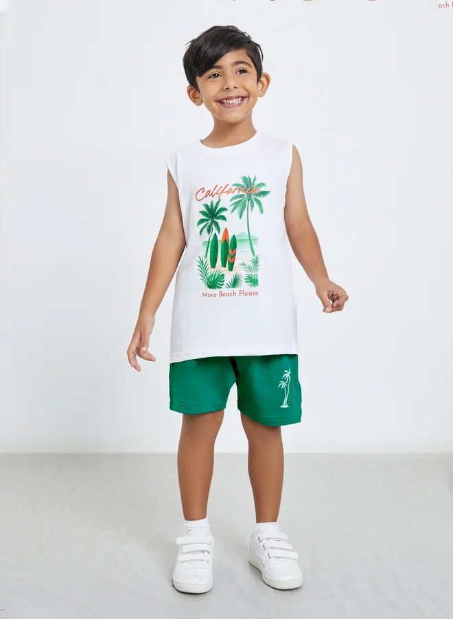 ستايلي طقم منسق من شورت وتيشيرت كت بطبعة جرافيك