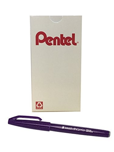 Pentel Arts Sign Pen Touch, Fude Brush Tip, Violet Ink, Box of 12 (SES15C-V) - Image 4