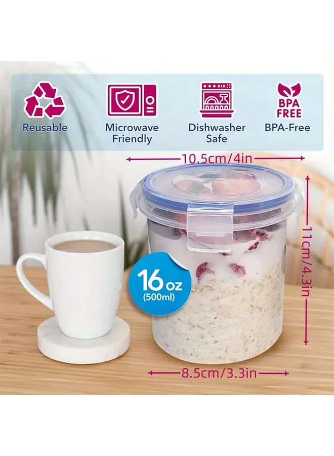 2 Pack Plastic Salad Containers With Snap Lock Lids 16 Oz Reusable BPA Free Cereal And Milk Storage Jars Leakproof Design Portable Microwave Safe - Image 3