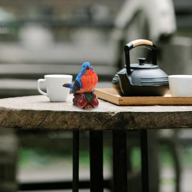Small Garden Bird Resin Statue on Acorn Outdoor Patio Sculpture Decor - Image 5