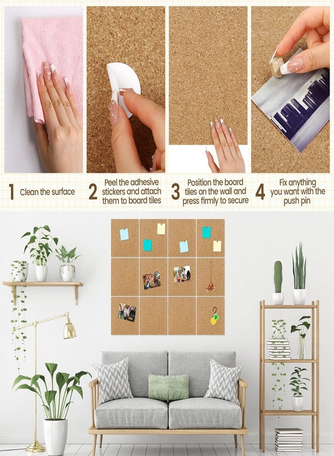 Aodaer 12 Pack Cork Boards 48" x 36" Thick Bulletin Board Tiles with 4 Frameless Cork Strips Pin Board Bar Strips with Push Pins Clips for Office School Home Walls - Image 4
