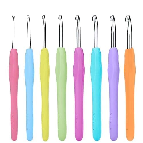 LeafLoom 8 Pcs Crochet Hooks Set, Small Crochet Hooks,Lace Crochet Hooks Set, Ergonomic Handle Lace Crochet Hooks Set for Arthritic Hands, Crochet Hook, Knitting Kit, Needle Set - Image 1