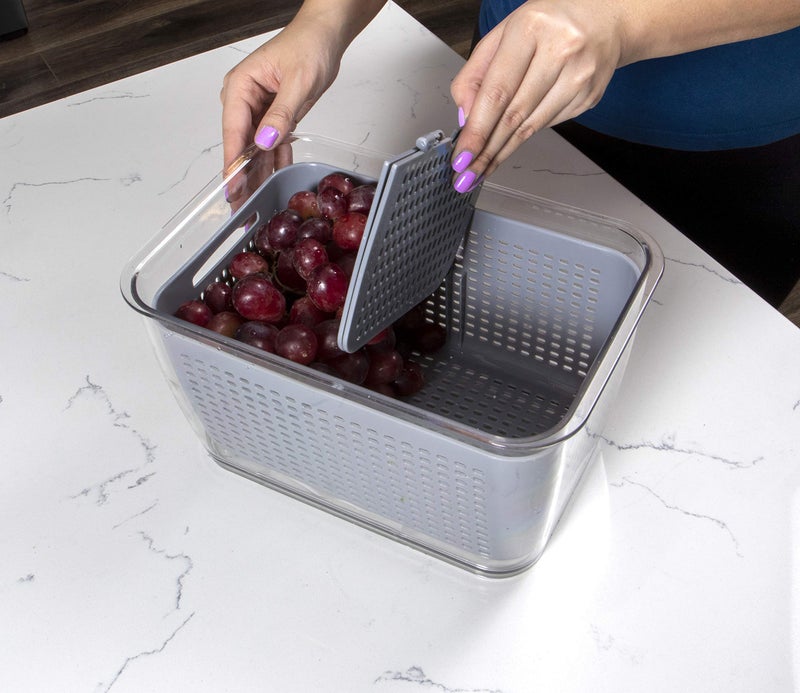 Kitchen Spaces Stackable Fridge Storage Colander Containers for Fresh Produce, Variety Pack, 3 Sizes to Organize Washed Fruits and Veggies, Snap and Seal Lids with Adjustable Vents, Hand Wash Only - Image 2