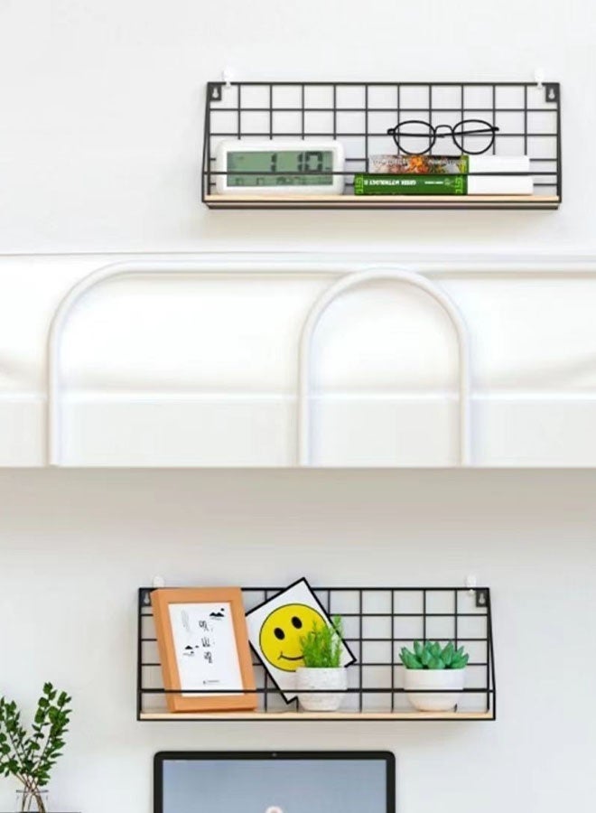 Hanayo 2 Pack Storage Racks Wall Mounted Storage Shelves for Bedroom Metal Floating Shelves Home Decor Wall Shelve for Living Room Office Bedroom Bathroom Kitchen(Black) - Image 5
