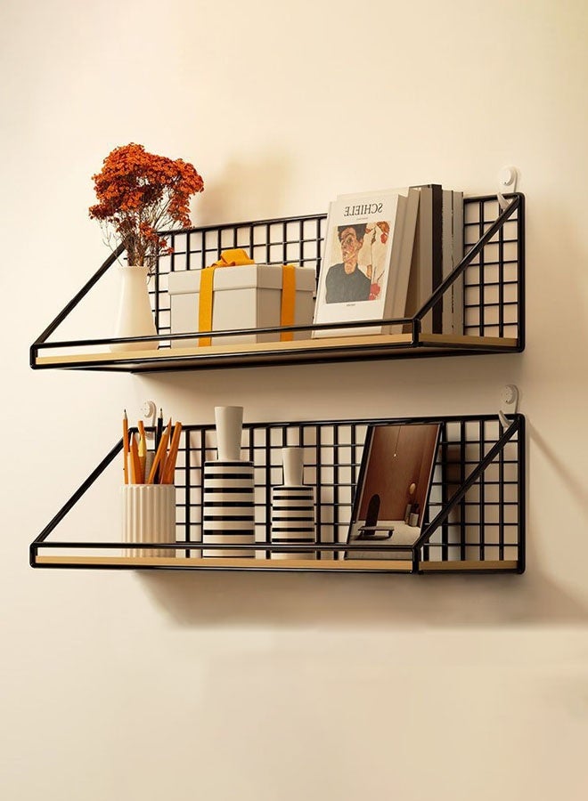 Hanayo 2 Pack Storage Racks Wall Mounted Storage Shelves for Bedroom Metal Floating Shelves Home Decor Wall Shelve for Living Room Office Bedroom Bathroom Kitchen(Black) - Image 3