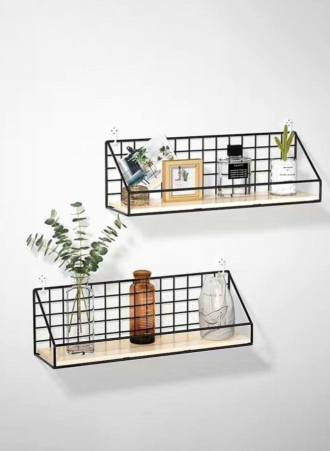 Hanayo 2 Pack Storage Racks Wall Mounted Storage Shelves for Bedroom Metal Floating Shelves Home Decor Wall Shelve for Living Room Office Bedroom Bathroom Kitchen(Black) - Image 4