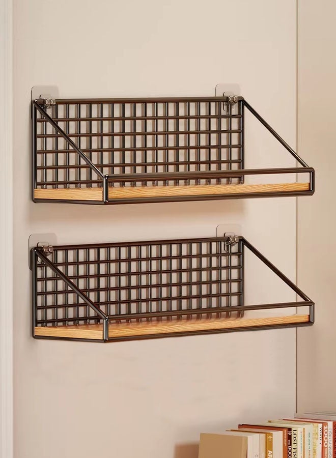 Hanayo 2 Pack Storage Racks Wall Mounted Storage Shelves for Bedroom Metal Floating Shelves Home Decor Wall Shelve for Living Room Office Bedroom Bathroom Kitchen(Black) - Image 2