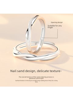 Mobius Strip S925 Silver Adjustable Couple Rings JZ006 men's white gold