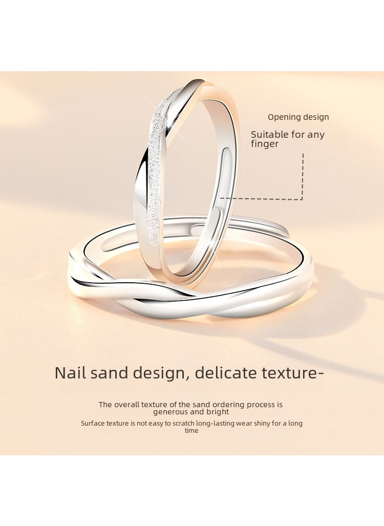 Generic - Mobius Strip S925 Silver Adjustable Couple Rings JZ006 men's white gold - Image 1