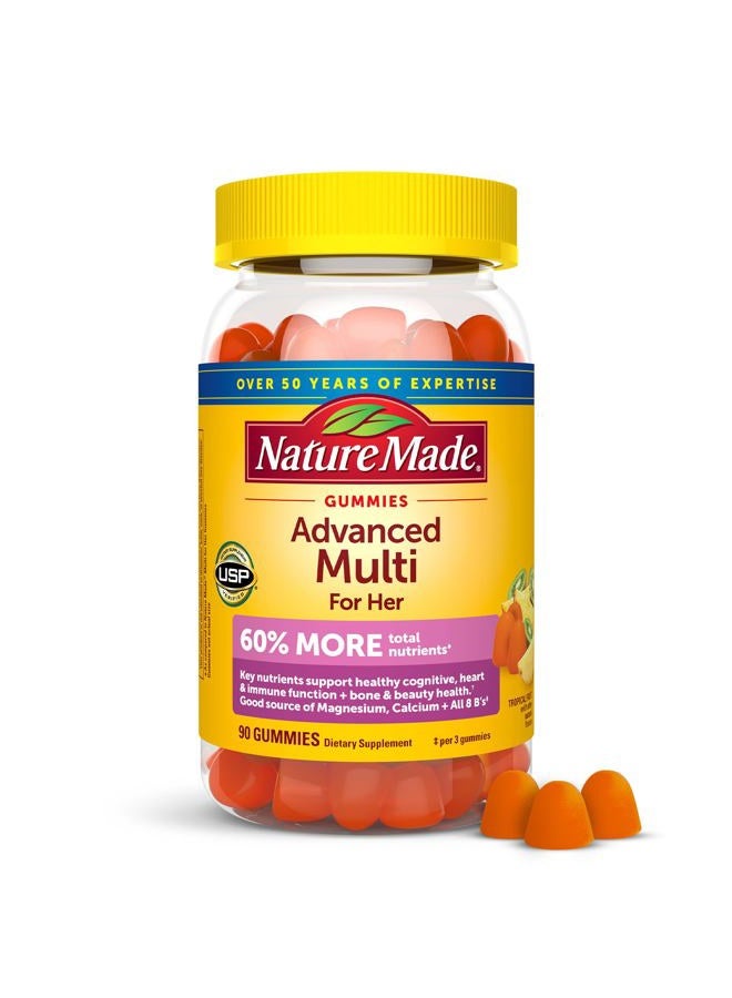 Nature Made Advanced Multivitamin Gummies for Her with Magnesium Citrate, Calcium & All 8 B Vitamins, Multivitamin for Women, 90 Gummies, 30 Day Supply - Image 1
