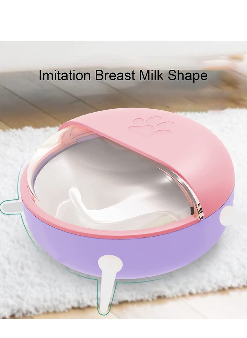 Generic Puppy Kitten Feeder, Silicone Puppy Feeder with Nipples, Pet Milk Feeder, Pet Self Feeding Device, 4 Nipples Self Feeding Milk Bowl for Kittens, Puppies, Rabbits, Lamb (Pink)  - Image 2