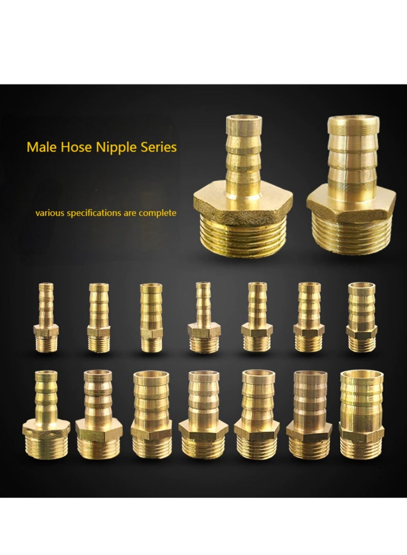 GA Brass Male Hose Nipple, BSPT External Thread,  Hose Nozzle, Copper heavy duty  copper  Style Fitting(2 pcs set) 1/2 inch*8mm - Image 2