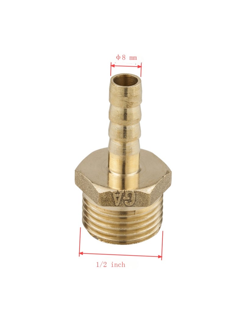GA Brass Male Hose Nipple, BSPT External Thread,  Hose Nozzle, Copper heavy duty  copper  Style Fitting(2 pcs set) 1/2 inch*8mm - Image 4