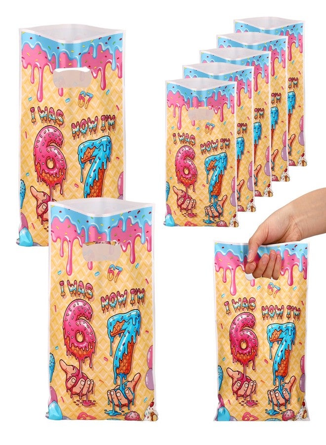 Fukaisu 50pcs 67 Birthday Gift Bags, Funny I Was 6 Now I’m 7 Meme Party Favor Bags with Handles Ice Cream Theme Six Seven Goodie Bag for 7th Birthday Party Candy Treats and Celebration Supplies - Image 1