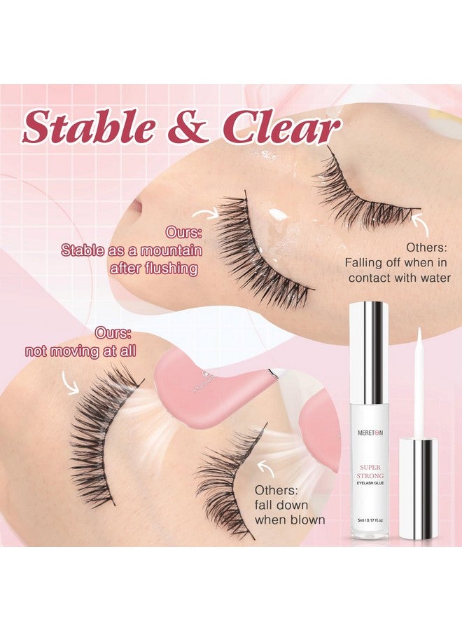 MERETON غراء رموش صناعية لاصق قوي للغاية شفاف خالي من اللاتكس لاصق رموش طويل الأمد مقاوم للماء غراء رموش أبيض سريع الجفاف 5 مل 0.17 أونصة - Image 3