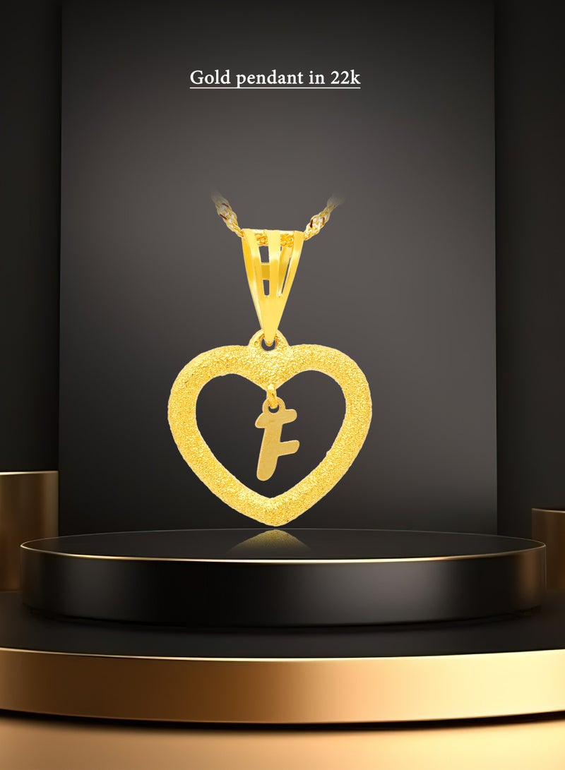 بفلح للمجوهرات قلادة 'F' من الذهب عيار 22 قيراط: جمال على شكل قلب - Image 4