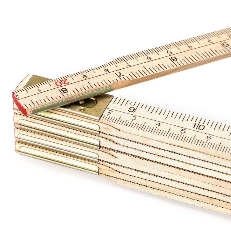 QWORK Folding Wood Rule, 6 FT 6 Inch Foldable Ruler with US and Metric Measurements for Carpenters - Image 3