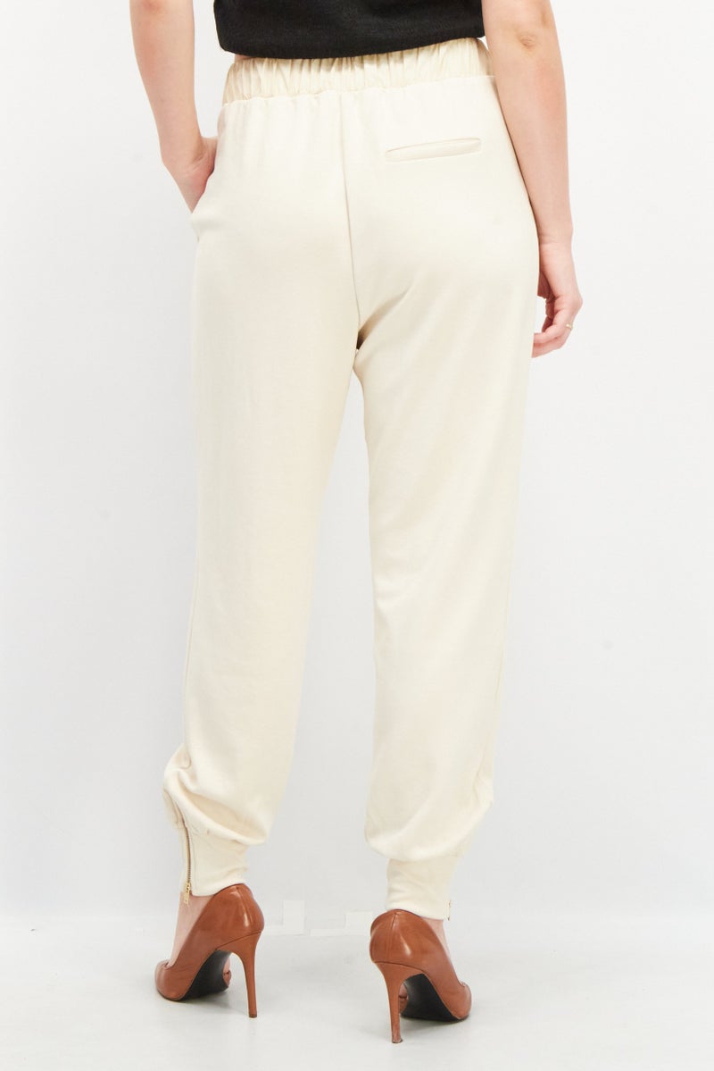 ESPRIT Women Regular Fit Solid Pants, Beige - Image 2