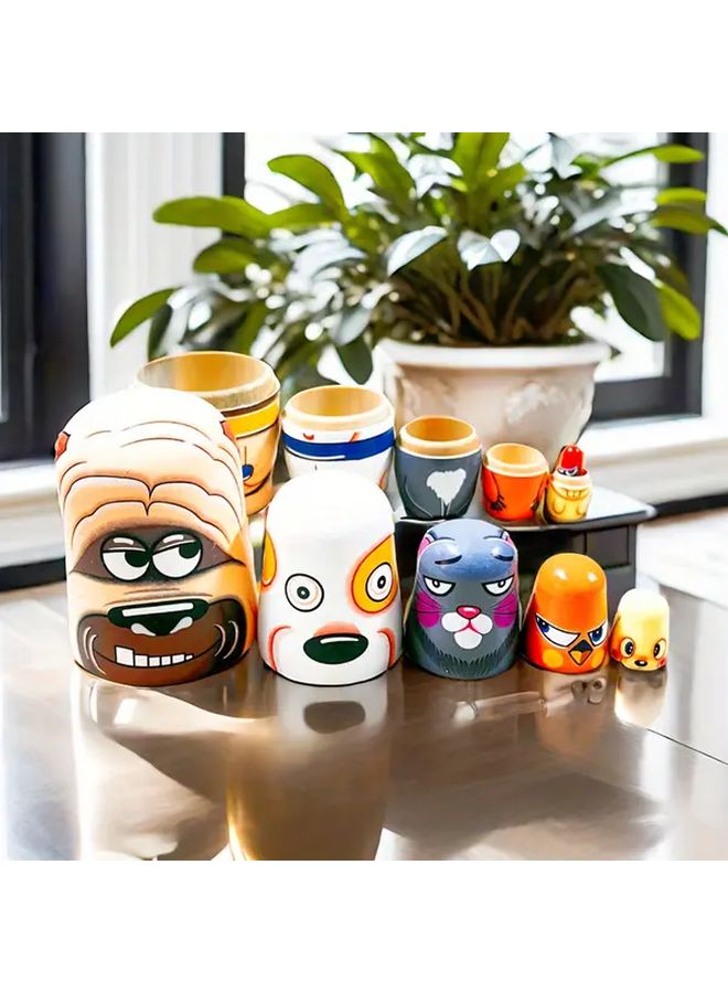 Handmade 64th Matryoshka Doll Set Colorful Wooden Nesting Stackable Toys - Image 5