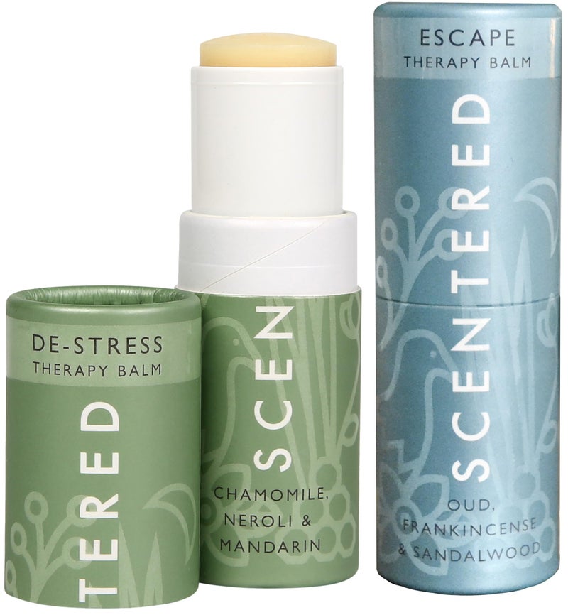 Scentered Aromatherapy Balm Stick Duo for Stress-Relief & Meditation - Roll On Essential Oil Blends of Frankincense, Oud, Chamomile - Aromatherapy Gifts for Women - De-Stress & Escape - Image 1