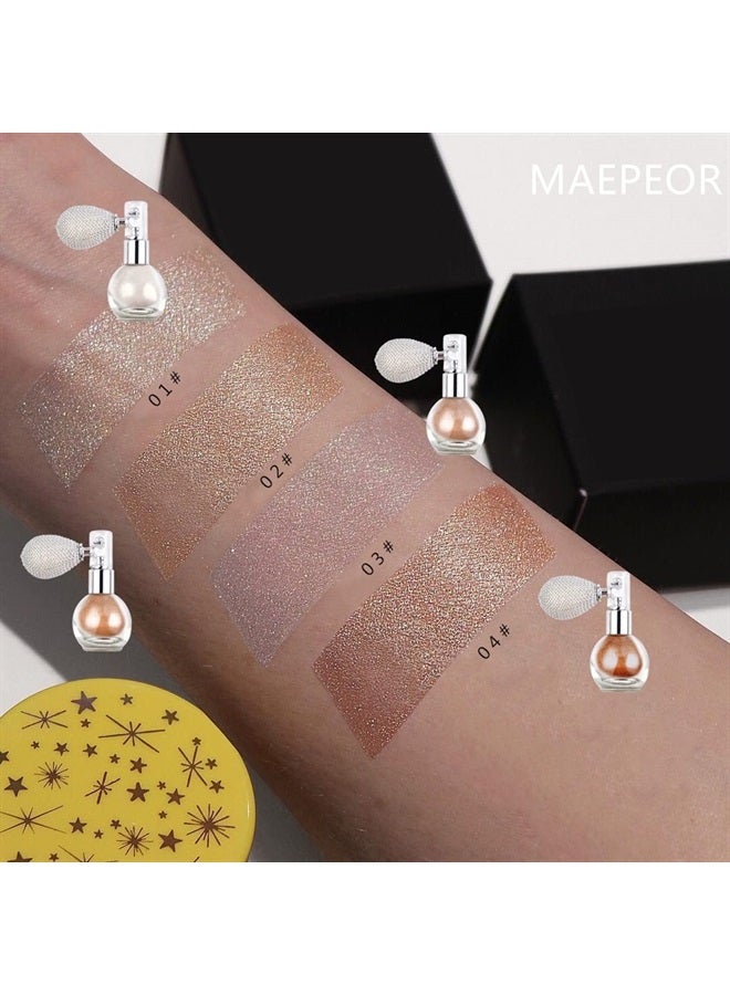 MAEPEOR Highlighter Powder Spray 5 Colors Glitter High Gloss Spray Shimmer Sparkle Powder Makeup Spray for Face Body Hair Cosmetic (01 Pearl White) - Image 2