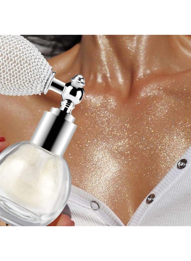 MAEPEOR Highlighter Powder Spray 5 Colors Glitter High Gloss Spray Shimmer Sparkle Powder Makeup Spray for Face Body Hair Cosmetic (01 Pearl White) - Image 5