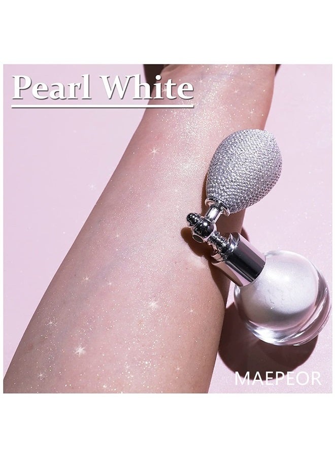 MAEPEOR Highlighter Powder Spray 5 Colors Glitter High Gloss Spray Shimmer Sparkle Powder Makeup Spray for Face Body Hair Cosmetic (01 Pearl White) - Image 3
