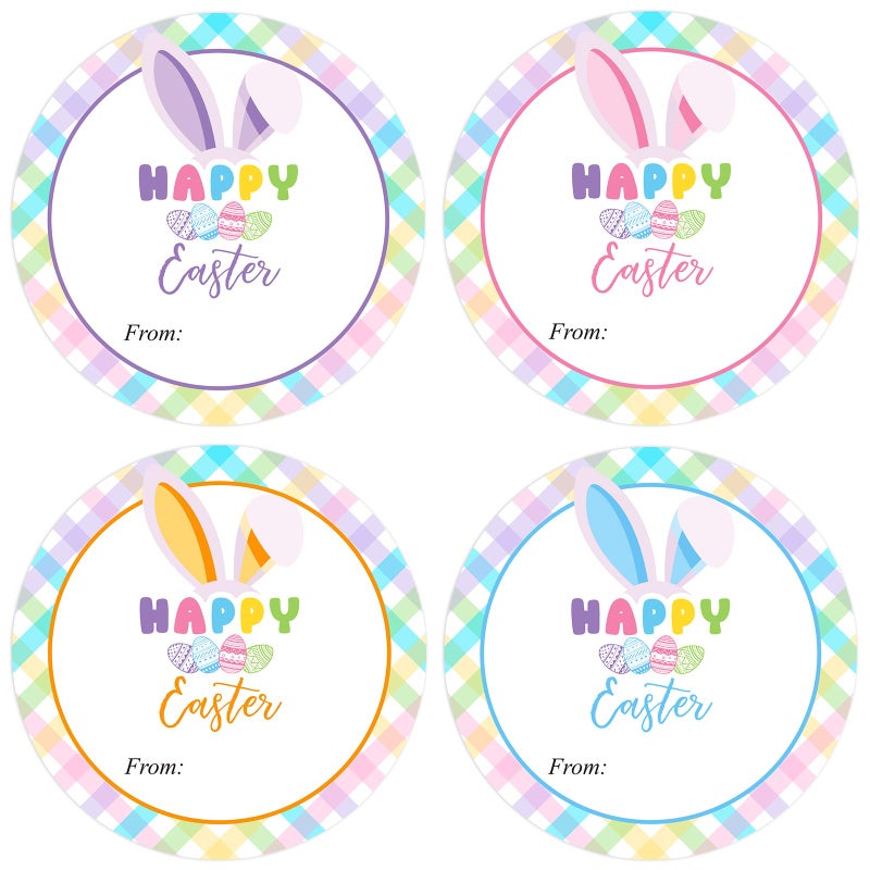 joycraft Happy Easter Stickers, 60pcs Macaron Color Easter Bunny Stickers, Paper Material, Perfect for Gift Wrap, Invitations & Decorations - Image 1