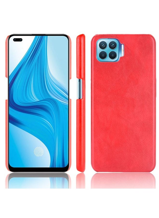 HuHa Case Cover For OPPO F17 Pro / A93 / Reno4 Lite / Reno4 F Shockproof Litchi Texture PC + PU Case Red 