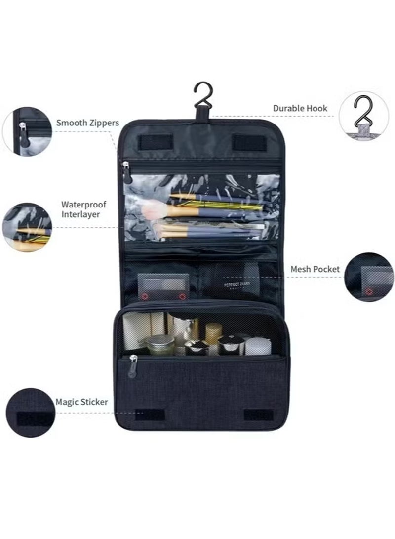 Hanging Travel Toiletry Bag for Men and Women, Hygiene Bag, Waterproof and Multifunctional Cosmetics Organizer for Accessories/Shaving/Grooming/Cosmetic/Toiletries - Image 2