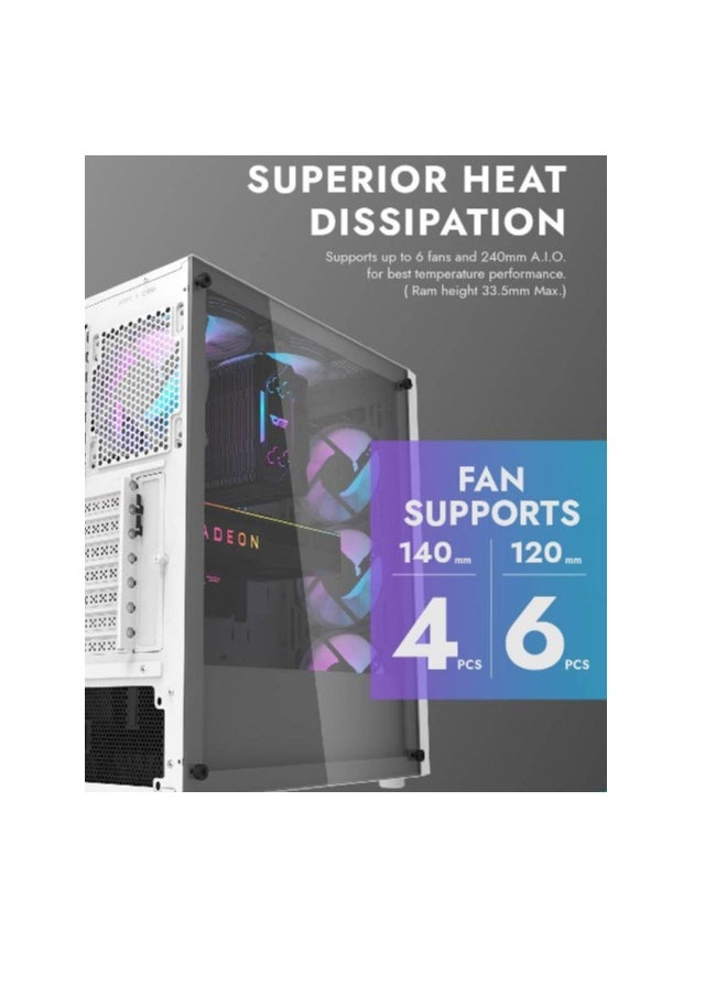 DarkFlash - Darkflash DK351 ATX / M-ATX / ITX Gaming PC Case With Pre-installed 4 ARGB Fans, Dragon Scale Design With USB 3.0, Tempered Glass Cabinet- Computer case/Gaming Cabinet - Image 1