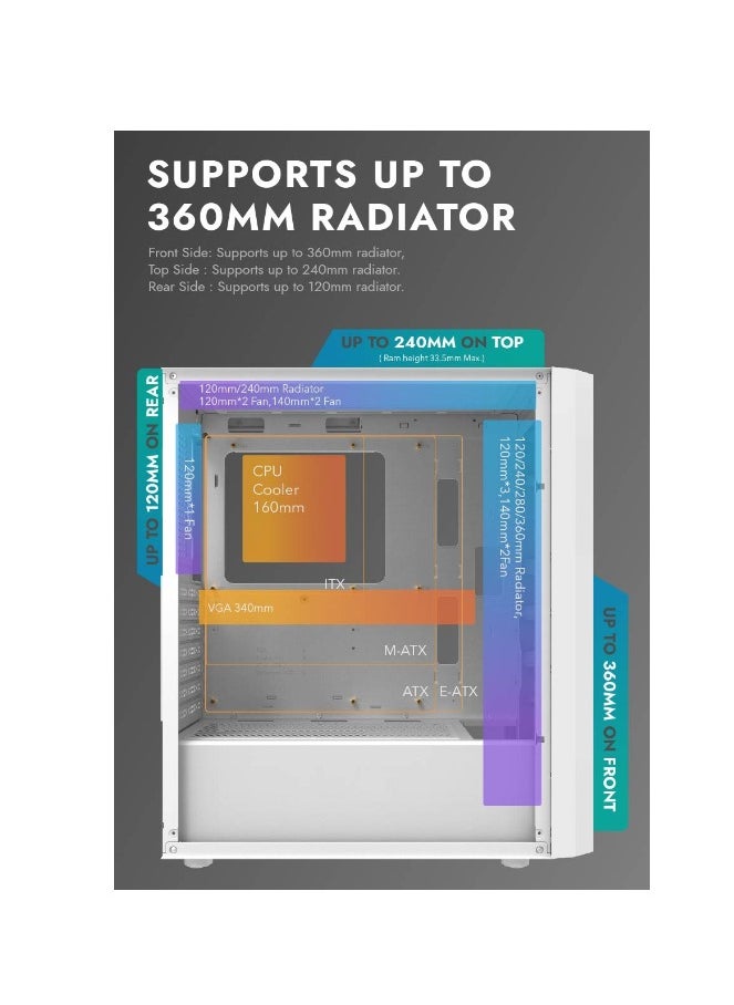 DarkFlash - Darkflash DK351 ATX / M-ATX / ITX Gaming PC Case With Pre-installed 4 ARGB Fans, Dragon Scale Design With USB 3.0, Tempered Glass Cabinet- Computer case/Gaming Cabinet - Image 1