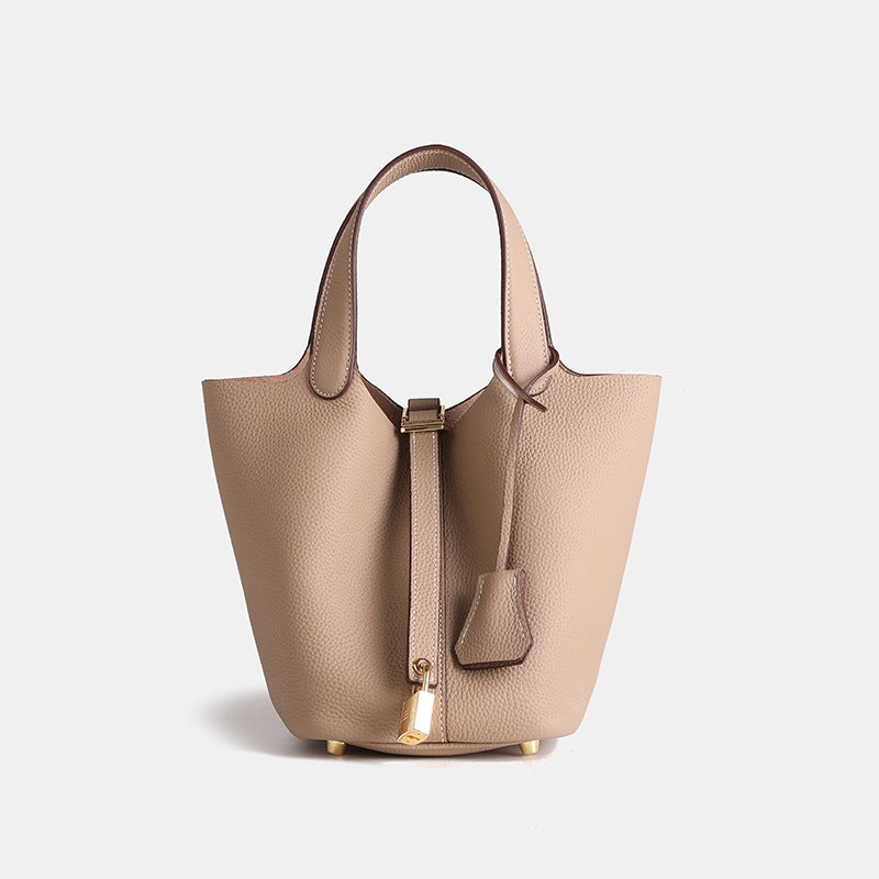 Genuine Leather Vegetable Basket Women'S Bag Bucket Bag Large Capacity Handbag Top Layer Cowhide High-Grade Handbag - Image 2
