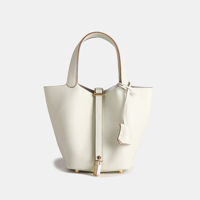Genuine Leather Vegetable Basket Women'S Bag Bucket Bag Large Capacity Handbag Top Layer Cowhide High-Grade Handbag - Image 3