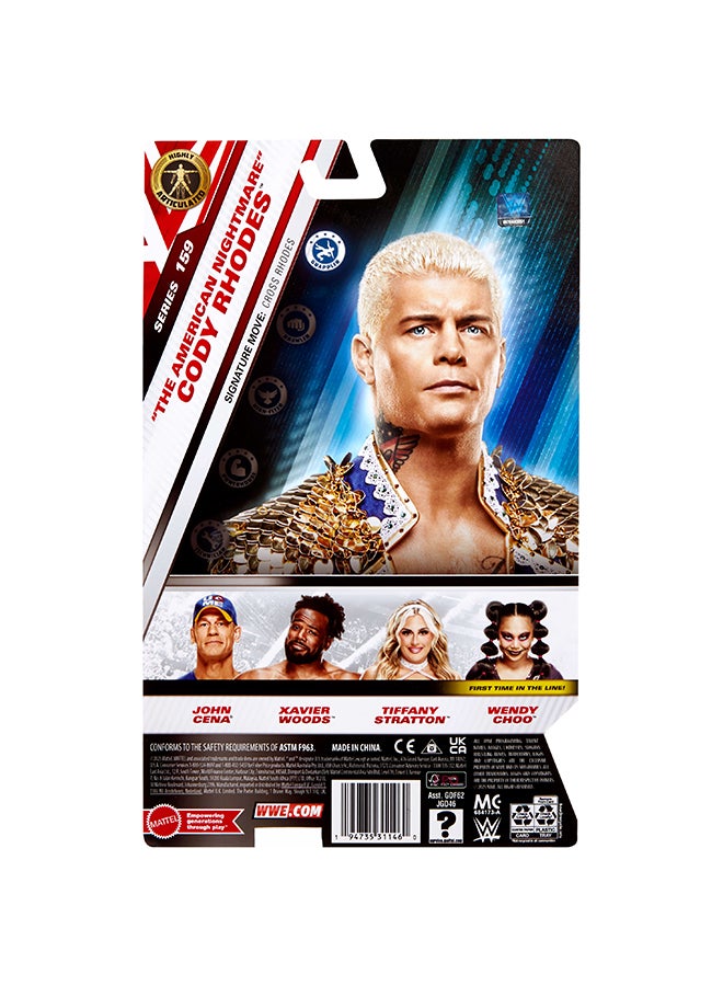 WWE Mattel WWE Cody Rhodes Action Figure, Main Event Series #159, 6-inch Collectible Superstar with 14 Articulation Points & Life-Like Look - Image 5