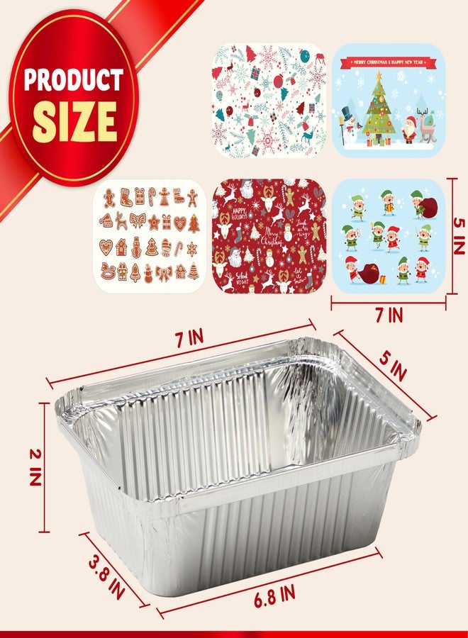 JOYIN 48 Pcs Christmas Cookie Tins with Lids for Gift Giving, Rectangular Treat Foil Containers, Disposable Food Storage Pan for Holiday Leftovers Goodie Container or Cookie Exchange - Image 4