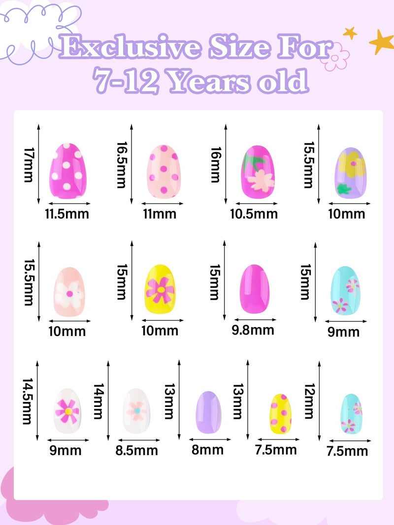EBANKU 78PCS Kid Press on Nails, EBANKU 3 Pack Children Fake Nail Kit Full Cover Short False Fingernails with Nail Glue for Girl Nail Decoration (Colorful Polka Dots) - Image 2