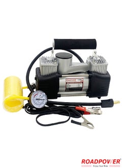 RoadPower Portable Dual Cylinder Air Compressor with Multi Tools Tire Inflator 12V Compact Air Pump For Car Tires 150 PSI Heavy Duty Metal Tire Pump For SUV Trailer Truck Bike  - Image 2