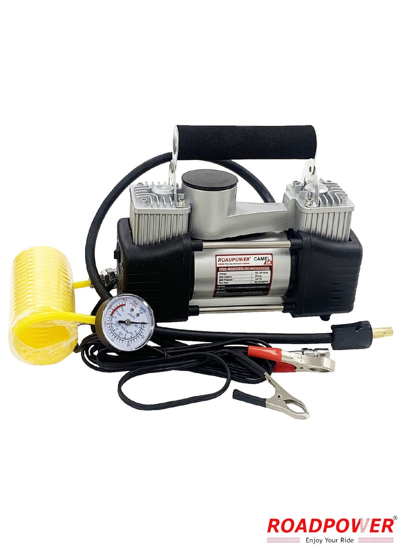 RoadPower Portable Dual Cylinder Air Compressor with Multi Tools Tire Inflator 12V Compact Air Pump For Car Tires 150 PSI Heavy Duty Metal Tire Pump For SUV Trailer Truck Bike - Image 2