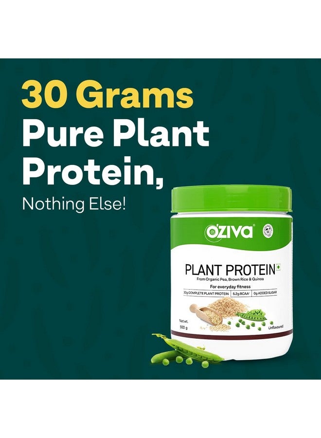 OZiva Organic Plant Protein for Everyday Fitness | 30g Protein - Pea Isolate | Complete Plant Protein Powder | No Added Sugar, Certified Clean & Vegan (Unflavoured, 500 gms shaker) - Image 2
