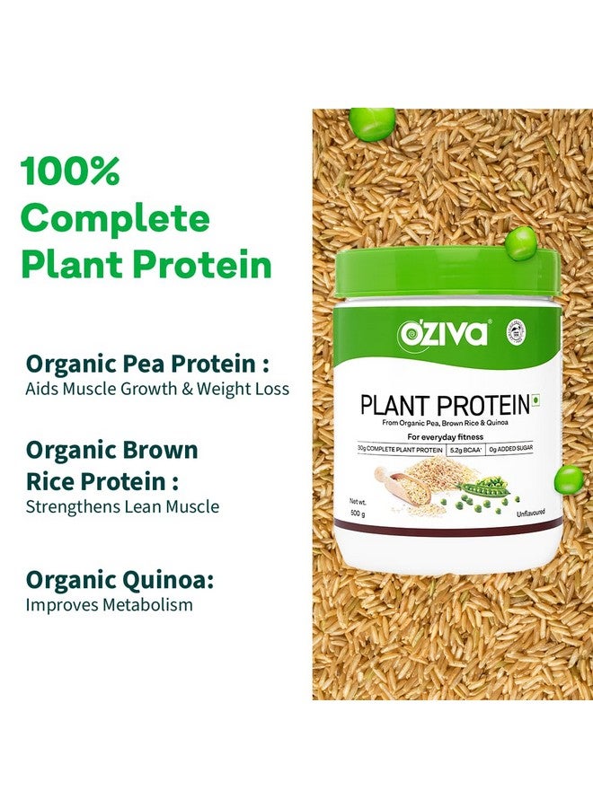 OZiva Organic Plant Protein for Everyday Fitness | 30g Protein - Pea Isolate | Complete Plant Protein Powder | No Added Sugar, Certified Clean & Vegan (Unflavoured, 500 gms shaker) - Image 3