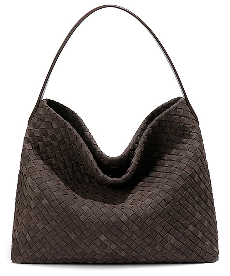 Molodo Woven Suede Shoulder Bag for Women Suede Hobo Bag Tote Elegant Handbag Satchel for Work Travel - Image 1