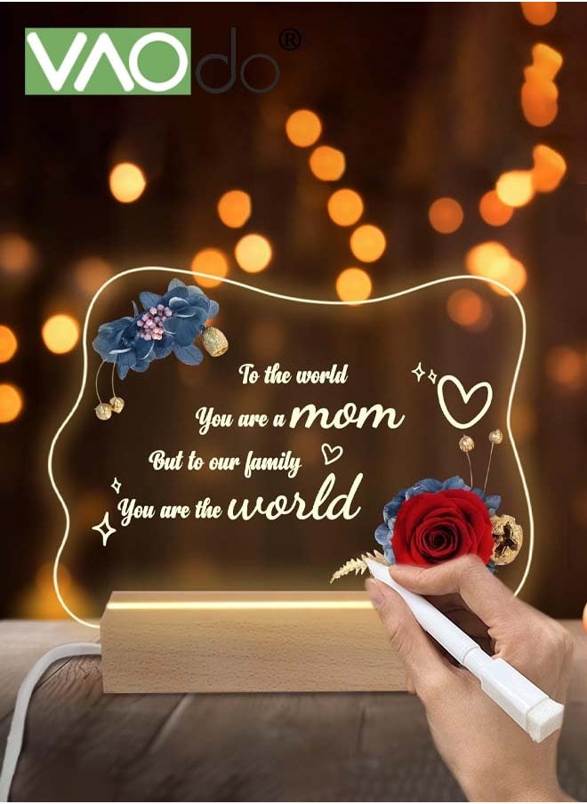 VAOdo - LED Multi-function Night Light Acrylic Note Board Free Erasable Pen Desktop Message Board - Image 1