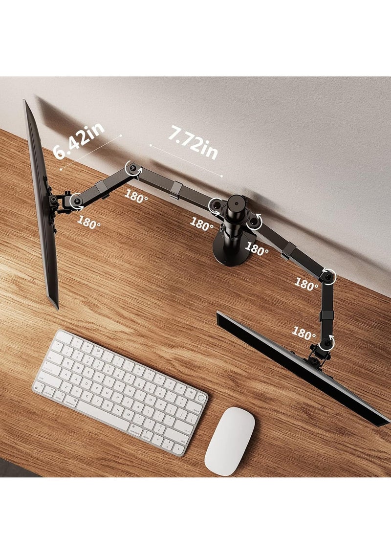 ELTRAZONE Dual Monitor Stand for 13 to 32 Inch Screens – Adjustable Monitor Arm Mount with Ergonomic Viewing Angle, Tilt ±45°, Swivel 180°, Rotate 360°, VESA 75/100mm – Flexible & Space-Saving Solution for Home & Office  - Image 2