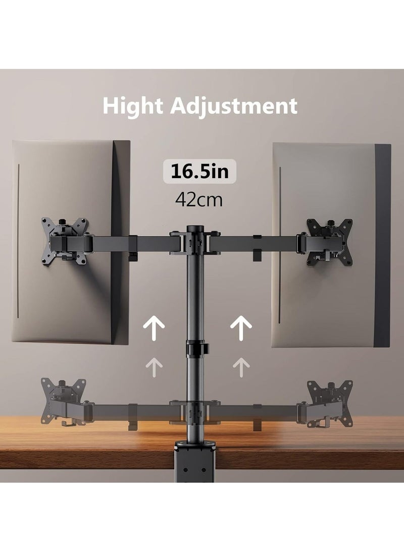 ELTRAZONE Dual Monitor Stand for 13 to 32 Inch Screens – Adjustable Monitor Arm Mount with Ergonomic Viewing Angle, Tilt ±45°, Swivel 180°, Rotate 360°, VESA 75/100mm – Flexible & Space-Saving Solution for Home & Office  - Image 3