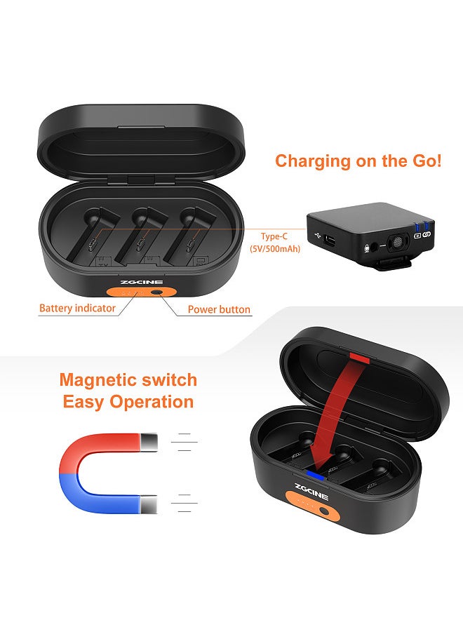ZGCINE ZG-R30 Wireless Microphone Charging Case 3-slot Charging Box Built-in Large Capacity Battery