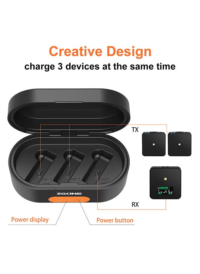 ZGCINE ZG-R30 Wireless Microphone Charging Case 3-slot Charging Box Built-in Large Capacity Battery