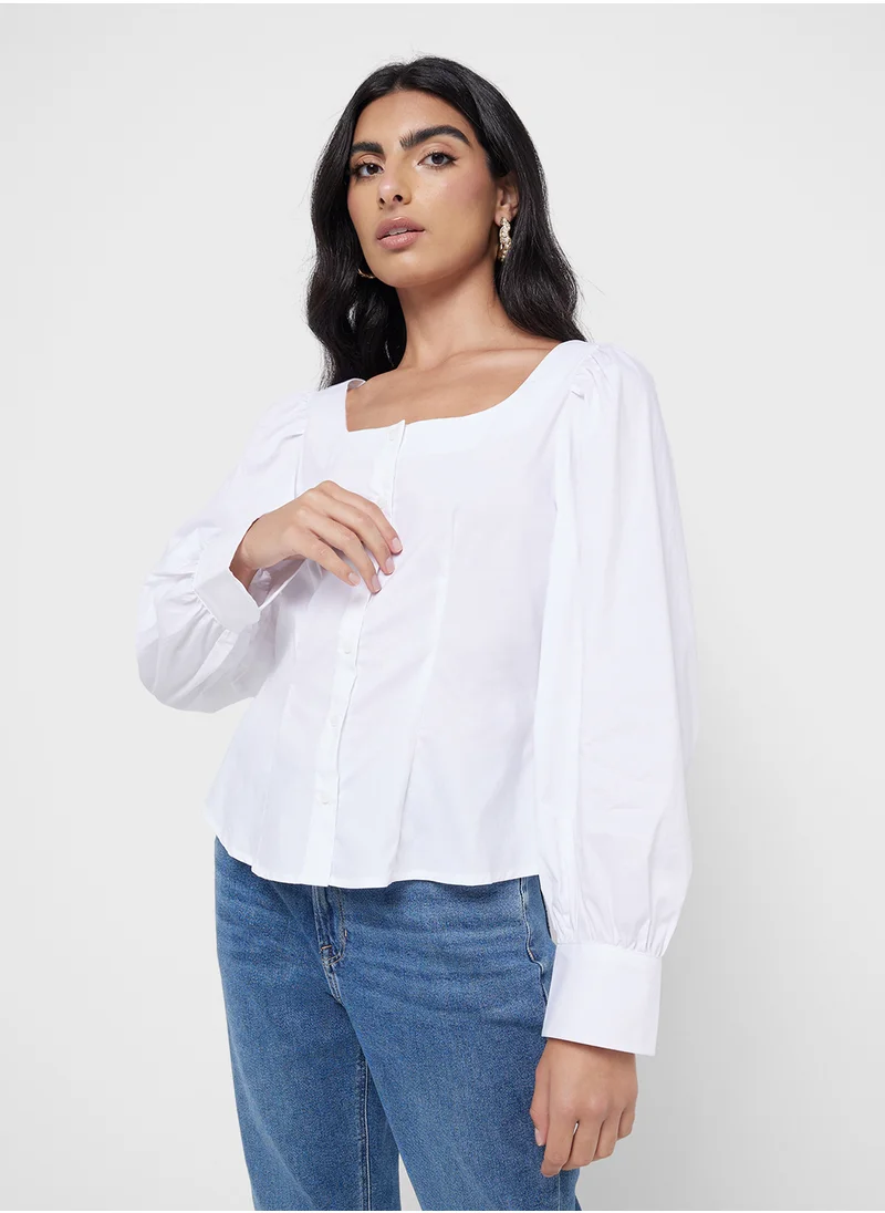 فيرو مودا Square Neck Puff Sleeve Top