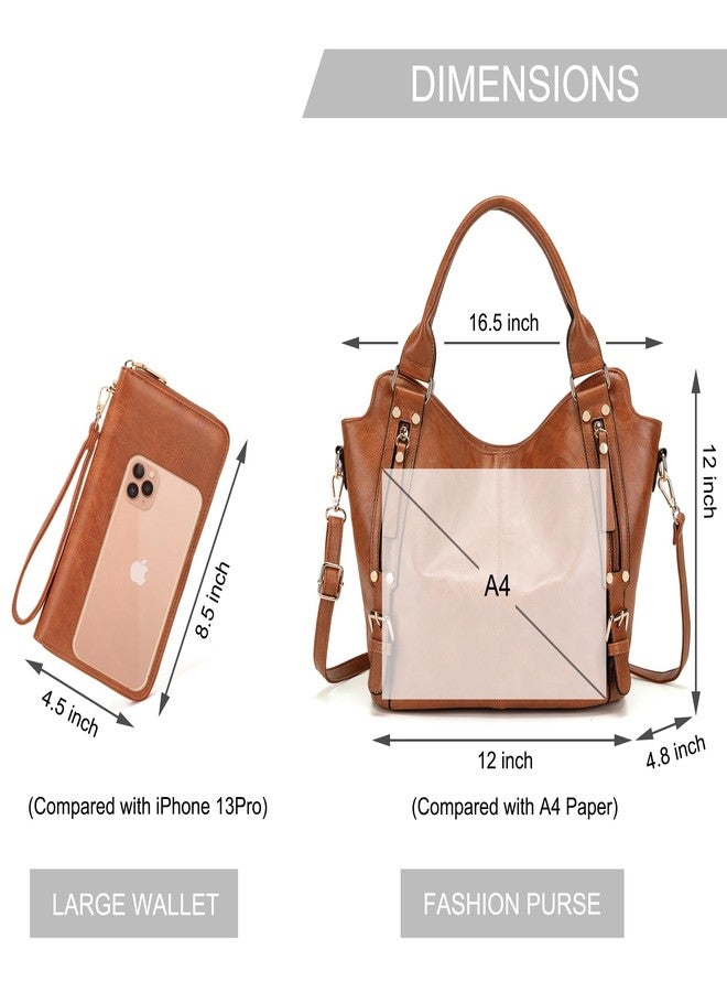 Soperwillton Crossbody Bags for Women Large Hobo Purse PU Leather Shoulder Handbag Ladies Tote Wallet Set 2PCS - Image 5